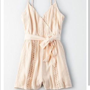 Iight peach lace romper American eagle